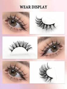 Asiteo 5 Pairs Manga Style False Eyelashes Cat Eye Eyelashes Look Moist Eye End Elongated Spiky Manga Fake Lashes Faux Mink Lashes Natural Look Eyelashes Extension Makeup - 尖尾漫畫款 - 查看 6