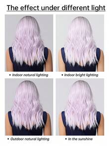 20英寸优雅渐变紫色波浪假发，女士齐肩中分卷发浅紫色波波头假发，外观自然，采用耐热合成纤维制成，适合日常佩戴、派对、角色扮演等场合。 - 漸層紫 - 查看 9