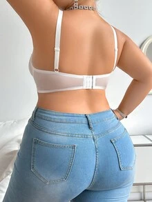 حمالة صدر مطرزة قابلة للتعديل بحجم كبير، مثيرة وداعمة للصدر