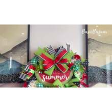 24-Inch Watermelon Summer Wreath - Farmhouse Rustic UV-Resistant Mesh Door Hanger With Faux Fruits, Checkered Ribbon & Daisy Accents - Hello Summer Sign, Mother's Day Gift For Indoor/Outdoor Welcome Decor, Watermelon Decor