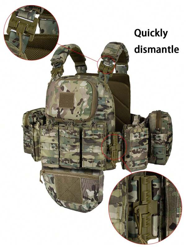 YAKEDA Schnell abnehmbare taktische Weste mit 8 Zubehörtaschen, geeignet für Jagd, Training, Outdoor-Survival und Mehrzweckverwendung