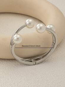 1 Pc American European Asymmetrical Cuff Bangle Bracelet / Basic Design Chunky Statement Bracelets Minimalist Bangles Set For Daily Wear - Silver - View 5