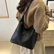 Bolso bandolera para mujer, con múltiples bolsillos, correa ajustable, de piel sintética, cierre de cremallera. - Negro - Ver 4