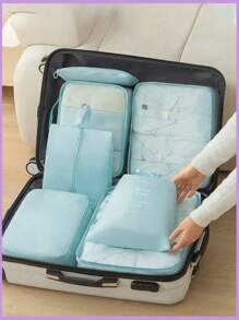 8/1 Piece Travel Organization Set, Includes Foldable Luggage Bag, Toiletry Bag, Garment Organizer Compression Packing Cubes, Suits For Clothes, Underwear, Shoes, Holiday Supplies, Great Gift For Mother, Women
