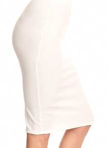 Casual High Waist Slim Stretch Pull-On Bodycon Pencil Solid Midi Skirt - Ngà voi - Xem 4