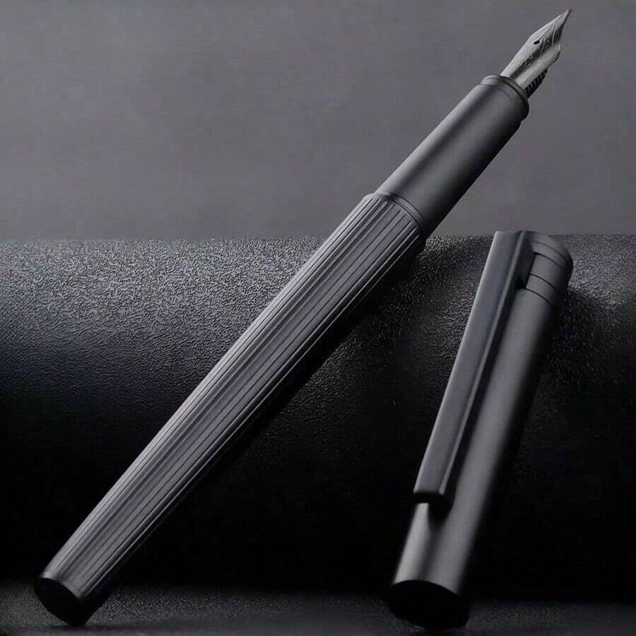 Luxury Metal Black Lacquer Fountain Pen Gift Box, Fine Nib Quality Pen Gift Set For Men, Women, Professional, Office Pen School Supplies, Back To School