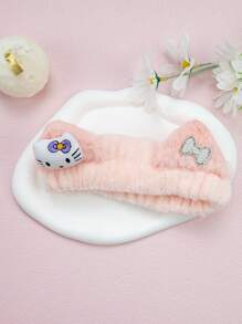 Sanrio 1pc Hello Kitty Kawaii Spa Headband - Soft Fluffy Hair Band For Women, Cute Makeup Headband For Skincare, Washing, Party & Shower (Sanrio Collection) Turban Headband Sweatband