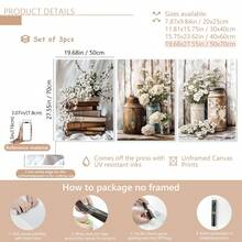 3 件/套无框帆布墙面艺术画花卉和书籍适用于家庭、客厅、咖啡店、办公室、墙面装饰艺术、豪华壁挂、海报、墙面艺术、房间装饰用品、现代、植物 - 彩色 - 查看 16