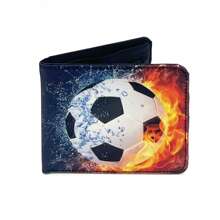 Portofel cool pentru băieți Portofele durabile din material textil Suport pentru numerar pentru card de credit Portofele estetice Kawaii drăguțe cu fereastră de identificare cu buzunar pentru monede pentru băieți adolescent băieți bărbați tineri băieți băieți adolescent (imprimat fotbal)