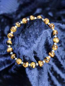 1pc 8mm Tiger's Eye Power Bracelet Emotional Balance Yoga Meditation Power Jewelry For Women Men - Protection, Courage, Focus, Grounding - Multicolor - View 5