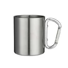 200Ml Taza de Acero Inoxidable Camping Viaje Gancho de Mosquetón Asa Taza de Agua Picnic Viaje al Aire Libre Caminata Taza Portátil - Verde - Ver 9