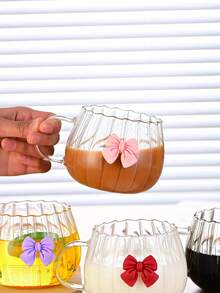 1 个 450ml 独特波浪边缘玻璃杯，带手柄，美观大咖啡杯（咖啡杯），优雅茶杯，夏季冰饮透明水杯，果汁杯，抹茶杯，水果浸泡水杯，耐热玻璃杯，冷热饮品，厨房和办公室必备品，旅行友好型杯子，派对杯，咖啡师风格玻璃杯，夏日氛围，送给女性的完美礼物。 - 彩色 - 查看 12