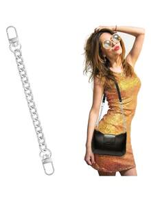 1 Pack Flat Purse Chain Iron Bag Link Chains Shoulder Straps Chains With Metal Buckles Hook For Replacement, DIY Handbags Crafts, 7.9 Inches/20cm(Gold) - Multicolor - View 9