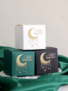 10 Pieces Of Beautiful Small Ramadan Gift Boxes In Elegant White Black And Green With A Gold Crescent Design. Perfect For Storing Candies, Chocolates And Small Gifts. Perfect For Ramadan Celebrations, Iftar Parties And Special Gift Times. Elegant Packaging For A Beautiful Presentation! - Multicolor - View 9
