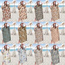 1pc Digital Printed Pattern Ultra-Fine Fiber Hooded Bath Towel, Suitable For Bathing, Swimming Pool, Travel Items, Festival Gifts