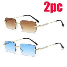 1 件时尚男女通用几何无框方形金属时尚眼镜，闪亮镜腿，适合度假、街头、摄影 - 彩色 - 查看 10