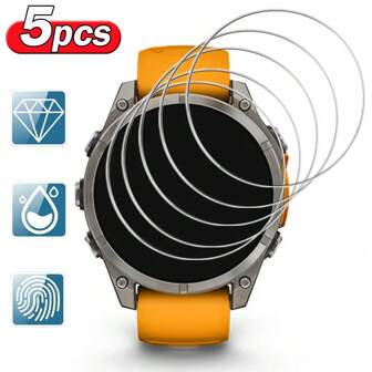 5 Packs Tempered Glass Screen Protector For Garmin Fenix 8 43mm 47mm 51mm Fenix E 7 7S 7X Pro 6 6S 6X Pro Glass Screen Protector Forerunner 965 955 945 935 220 230 245 165 265 255 45 55 Glass Cover Screen Film Anti-Scratch Clear Protective Glass Film Gift For Birthday, Family, Friends Watch Screen Protector, Watch Cover, Watch Accessories