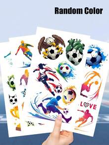 Cute Cartoon Football Boys Girls Temporary Stickers, Fake Body Painting Stickers, Rectangular,Funny Arms, Cartoon Fashion Y2k Stickers, Stationery Stickers, Children's Day, Easter Gifts - Multicolor - View 3