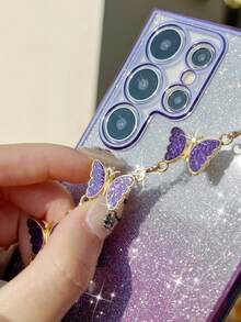 DIY 手链和手机壳套装：电镀边缘防摔手机壳 + 心形 DIY + 闪光卡 + 隐藏式电镀闪光支架 - 兼容 Apple 16/15 Pro Max、A35/A15、S24/S25，整套手机壳兼容 Apple、Moto/Redmi Note 14 防水防震防刮 - 紫色 - 查看 2