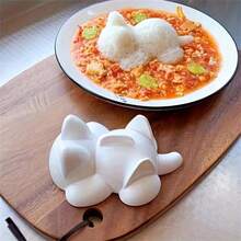 Cute Cat Shaped Sushi And Mashed Potato Mold - Plastic, Suitable For Kitchen And Dining, Add Highlights To Dishes - White - View 1