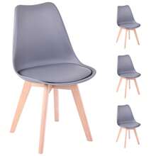 Gifts - Dining Chairs - Synk Basic Chair - White Black-Gray - Pack Of 4 Nordic Dining Chairs Kitchen Chairs With Upholstered Seat And Solid Beech Wood Legs (4CHAIR-001 89.9) - SILLA-4 PACK-gRIS - View 1