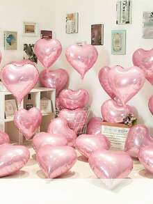 AFYPRTY 10/20pcs 18 Inch Light Pink Heart Aluminum Foil Balloon Suitable For Festive Party Room Decoration Supplies Mother's Day Valentine's Day Outdoor Event Planning Decorations, Back To School Valentine Day - Baby Pink - View 2