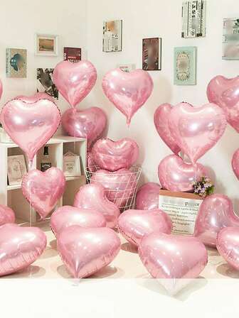 AFYPRTY 10/20pcs 18 Inch Light Pink Heart Aluminum Foil Balloon Suitable For Festive Party Room Decoration Supplies Mother's Day Valentine's Day Outdoor Event Planning Decorations, Back To School Valentine Day