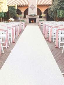 1pc 3 Meters/5m Champagne White Sequin Carpet, Suitable For Wedding, Wedding Decoration, Holiday Birthday Party Ceremony Decoration, Event Stage Background Decoration, Store Opening Entrance Decoration, Holiday Party Decoration, Room Decoration, Home Decor, Outdoor Party Decoration, Background Decoration, Wedding Party Supplies. Long Carpet Can Be Trimmed. - White - View 8