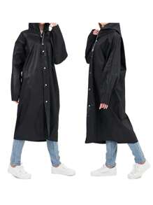1pc,Raincoat, Reusable Adult Poncho, Portable EVA, Foldable Rainproof Jacket With Hood And Drawstring For Men And Women