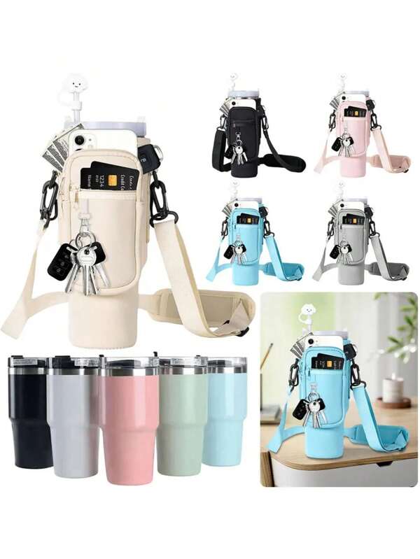 40 oz Isolierter Becher Sleeve, Neopren Material Becher Abdeckung, Henkelbecher Schutz, verstellbarer Riemen, geeignet für Outdoor, Fitness, täglichen Gebrauch