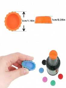 3/6/12/30pcs Random Colored Silicone Beer Bottle Fresh-Keeping Lid, Soda Water Fresh-Keeping Lid, Soda Water Leak Proof Fresh-Keeping Lid, Silicone Bottle Cap Sealing Lid, Edible Material