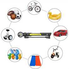 Folding Bike Pump With Dual Valve For Presta & Schrader, 120 PSI Precision Pressure Gauge - Portable, Durable Rubber/Iron Tire Inflator For Road, Mountain Bikes, Strollers & Sports Balls - Black & Yellow, Bicycle Pump