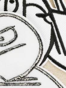 2pcs Dislike Gesture Embroidered Patches, Funny Cute Polyester Iron-On/Sew-On Decorative Patches, Suitable For DIY On Clothing, Bags, Shoes, Hats - Black and White - View 2