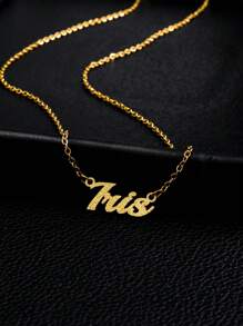 Customized Stainless Steel Name Necklace, Personalized Matte Simple Custom English Alphabet Font, Suitable Gift For Couples, Friends, Mother's Day, High-End Gift For Mom, Gold Fashion Jewelry Choker, Perfect Gift For Anniversary, Wedding, Friends Gathering, Back To School, Classmate Reunion,Gold,Stylish,Colorful,Vintage,Simple,Unisex,Casual,Cuties,Custom,Personalized,Unique,Ideal Gifts For Him,Ideal Gifts For Her,Her,Boyfriend,Girlfriend,Dad,Mom,Family,Friends,For Anniversaries,For Birthdays,For Graduation,For Prom,For Party,Jewelry,Jewelry