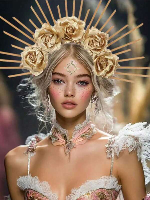 1 Pieza de Diadema de Corona para Mujer, Diadema de Diosa, Diadema de Sol (Con Seis Estilos para Elegir) Adecuada para Fiestas, Fotografía, Juegos de Roles, Festivales, Ropa de Calle Real, Actuaciones en Escenario de Fotografía, Accesorios de Cosplay de Halloween
