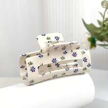 1PC Blueberry Printed Rectangular Hair Clip - Retro Plant Design Acrylic Anti-Slip Women's Hair Accessory, Perfect For Daily Wear, Picnics And Bridal Hairstyles And Hair Accessories Hair Claws Claw Clips Hair Clips Hair Jaw Clip Hair Clamps Hair Clutch Hair Catcher Clip Fall Winter For Vacation Outfits Woman