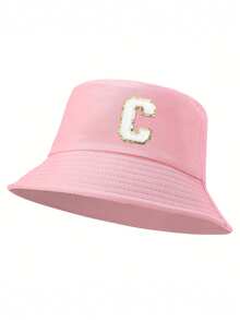 1pc Women'S 26 Letters Bucket Hat, Personalized Fashion Casual Sun Hat, Casual Holiday Beach Sun Hat For Travel, Daily Travel Outdoor Sports Hat, Sun Hat, Minimalist Bucket Hat, Lightweight And Foldable, Suitable For Outdoor, Travel, Hiking, Picnic, Commuting, Etc., Also A Great Gift For Mom Or Friends