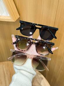 1/3 piezas de gafas de moda clásicas con montura completa y estampado de guepardo multicolor de plástico geométrico para mujer, diseño popular, ideal para festivales musicales, fiestas, salidas y accesorios de playa. - Multicolor - Ver 4