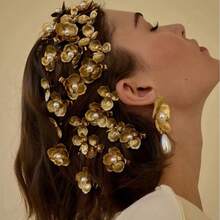 Kẹp tóc hoa ngọc trai phong cách cung đình cổ điển, kẹp tóc bên hông kiểu Pháp sang trọng, phụ kiện tóc hợp kim kim loại sáng bóng đa năng, phụ kiện ngày Valentine, phụ kiện tóc cưới. - Nhiều màu - Xem 9