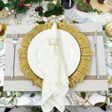 4/6/8/10/12件套豪华烫金装饰盘（13英寸/33厘米），优雅波浪边，适合日常用餐、派对装饰、开斋节和宰牲节庆祝活动，经久耐用，防溅水，易于清洁，营造聚会氛围，可用作餐桌中心装饰盘。 - 金PQXH- - 查看 1