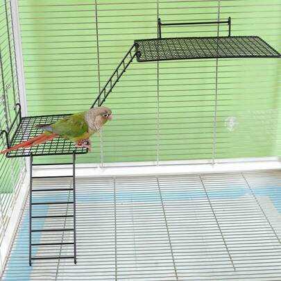 1pc Iron Openwork Hanging Hook Perch, Parrot Interactive Platform, Climbing Ladder Resting Stage, Expandable Bird Cage Decor Accessory, Suitable For All Seasons