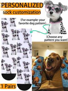 1 Pair Custom Face Socks, Custom Photo Socks, Custom Printed Socks, Personalized Funny Face Socks, Custom Image Socks, Print Any Facial Design On Socks, Anniversary Gift - Multicolor - View 2