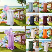 1 pièce Chemin de table en mousseline de soie unicolore, style campagne romantique 70*300cm, fibre de polyester, convient pour les mariages en extérieur, les thés de mariage, les fêtes d'enfants, les fêtes d'anniversaire, la décoration de table à manger