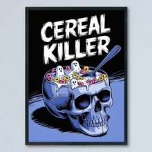 [Nghệ thuật Whimsical Horror Cereal Killer] 1 tấm áp phích nghệ thuật treo tường hình đầu lâu Gothic cổ điển Whimsical Horror Cereal Killer - Không có khung trang trí tường cho phòng khách, phòng ngủ, phòng tắm - Lý tưởng cho tiệc Halloween và ngày lễ - 11,8x15,7 inch - Nhiều màu - Xem 2
