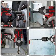 ONEVAN Electric Wrenches, 1500W Brushless Impact Wrench With 1800Nm Torque, 1/2-Inch Impact Wrench, Electric Screwdriver, Drill Driver - Đỏ - Xem 5