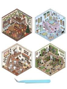 1片装DIY立体风景贴纸贴画小众减压趣味手账贴纸 返校节学校用品