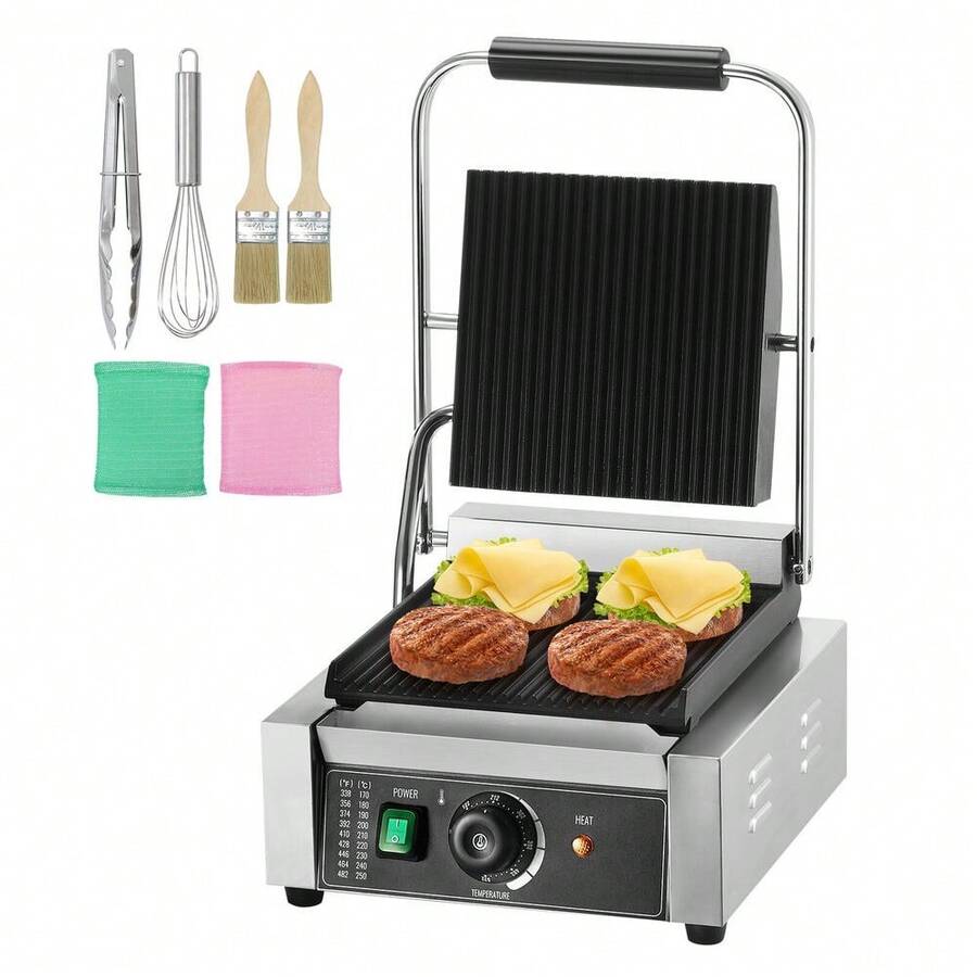 Commercial Panini Press Grill Electric Sandwich Maker Grill 9x9- - 1 - View 1