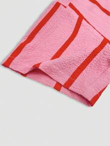 Women Color-Block Striped Loose Blouse Short Sleeve Elegant Cardigan Top, Suitable For Commute, Daily, Valentine's Day, Outing, Spring/Summer