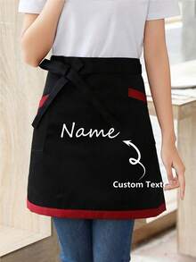 1 chiếc tạp dề polyester unisex tùy chỉnh cá nhân hóa với 2 túi - Tạp dề ngắn ngang eo tùy chỉnh cho người phục vụ, thợ làm tóc, thợ cắt tóc, tiệm làm đẹp, trường dạy nghề làm đẹp, quà tặng tùy chỉnh, thích hợp cho nhà bếp, khách sạn, nhà hàng, nấu ăn, làm bánh và đầu bếp, hoàn hảo để in chữ hoặc logo cá nhân hóa, tạp dề phục vụ. - Nhiều màu - Xem 2