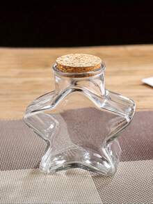 1pc Lucky Star Wishing Bottle With Wooden Cap, Glass Bottle Drifting Bottle, Holiday Gift, Origami Stars, Pentagram Storage Wish Bottle - Multicolor - View 4